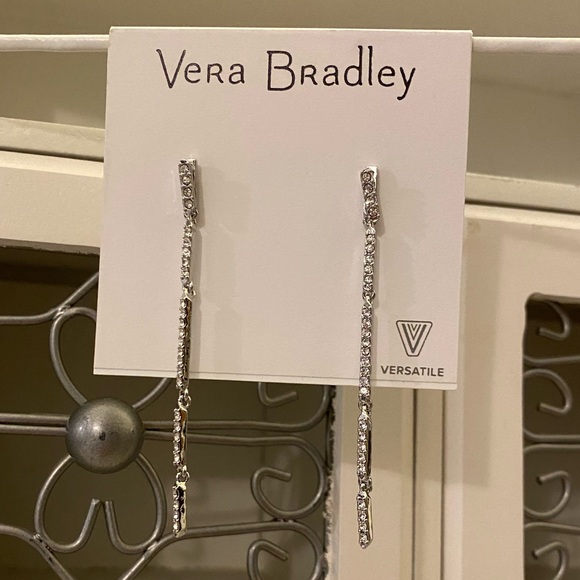 Vera Bradley Silver Whisper Link Linear Perced Earrings - Picture 1 of 6